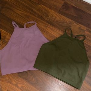Set of high neck crop tanks